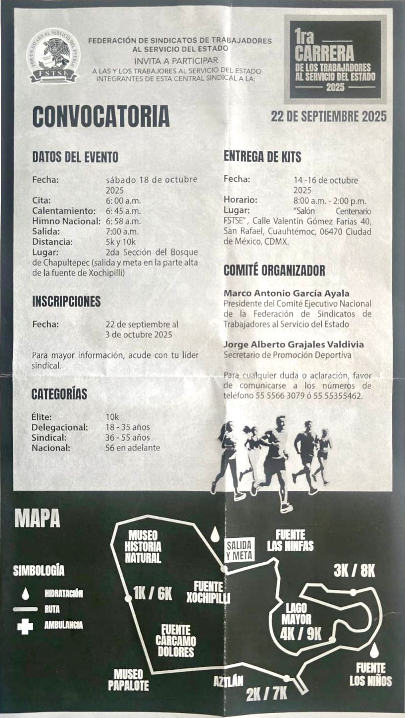 La convocatoria deportiva se envió a todos los sindicatos de la Central FSTSE.